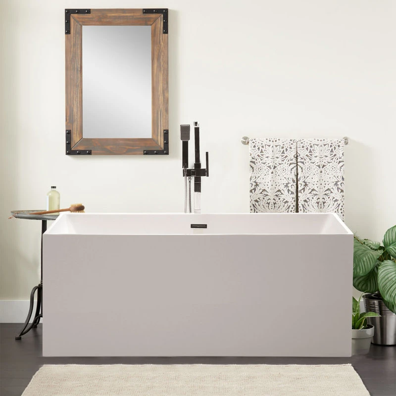 Vanity Art LLC Vanity Art 67" Freestanding Acrylic Bathtub, White/ Polished Chrome - Image 3