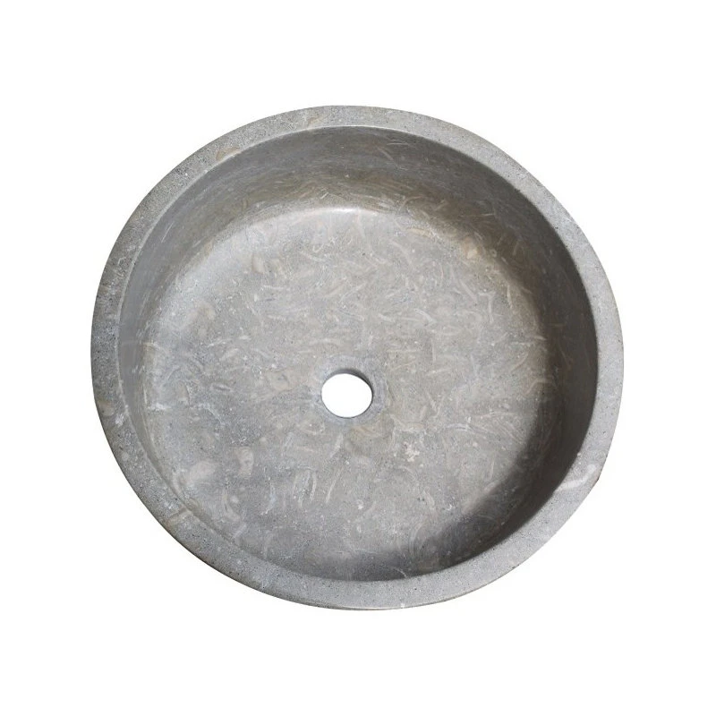 TashMart Cylindrical Natural Stone Vessel Sink, Sea Grass Marble - Image 2