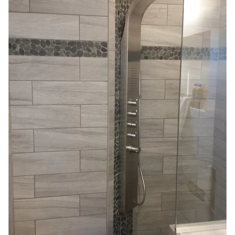 Faber Cnk Stone Sliced Charcoal Black Pebble Tile Border - Image 3