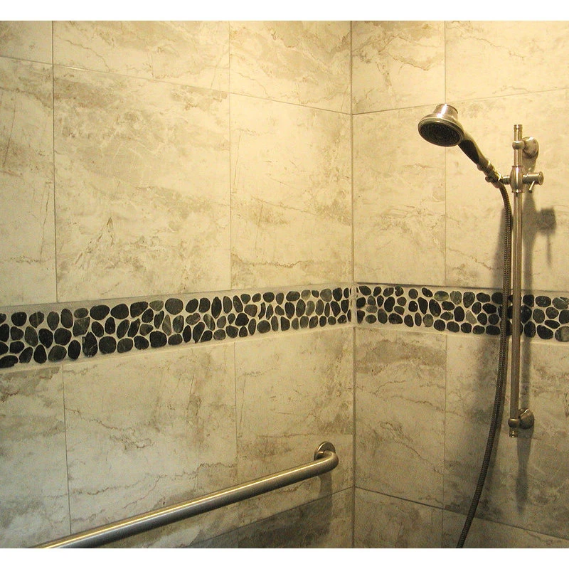 Faber Cnk Stone Sliced Charcoal Black Pebble Tile Border - Image 2