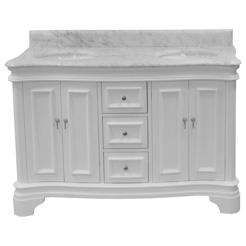Kitchen Bath Collection Katherine 60" Double Bathroom Vanity In White With Carrara Marble Top - Image 5