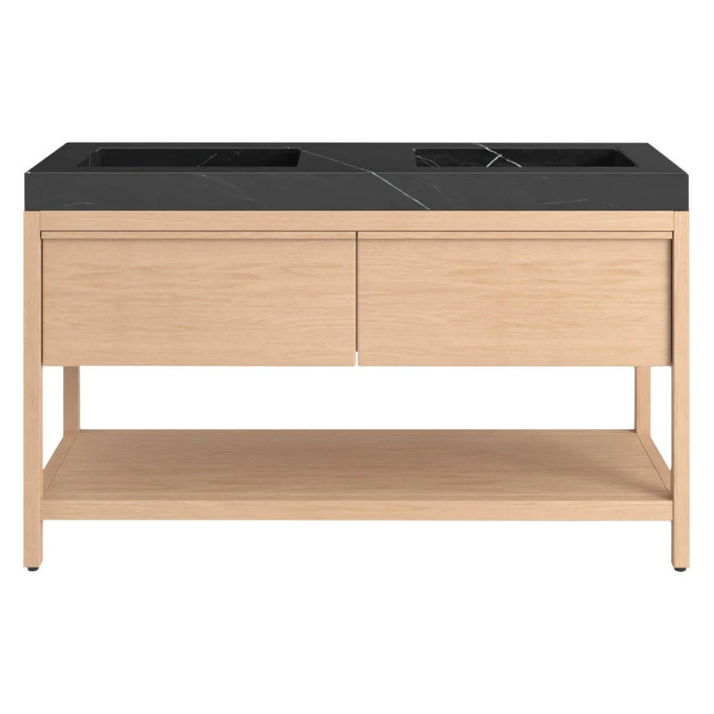 MOD Shoji Bath Vanity, Whitewash Oak, 60", Double Sink, Freestanding - Image 6