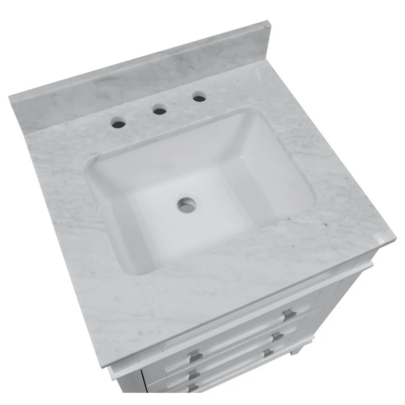 Kitchen Bath Collection Eleanor 24" Single Bathroom Vanity In White With Carrara Marble Top - Image 6