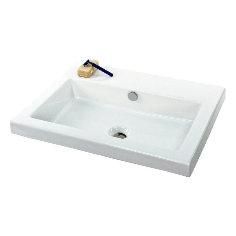 Tecla Rectangular Wall Mounted, Or Built-In Ceramic Sink, No Hole