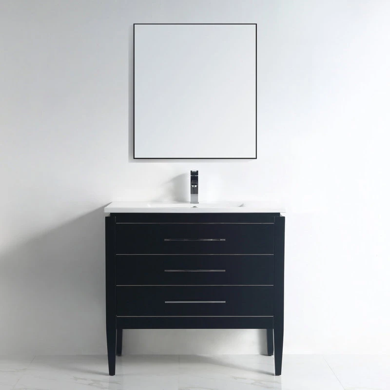 Dowell K&B Supplies Grace 36" Single Bathroom Vanity Set, Black With Chrome Trim - Image 2