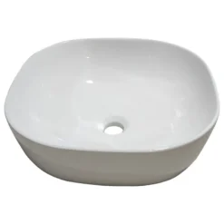 Altair 16x16" Square White Finish Ceramic Bathroom Vessel Sink