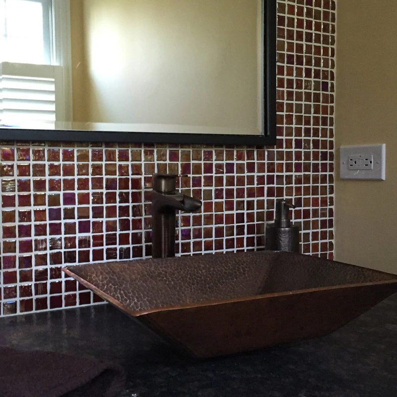 Premier Copper Products 17" Modern Rectangle Hand Forged Old World Copper Vessel Sink - Image 8