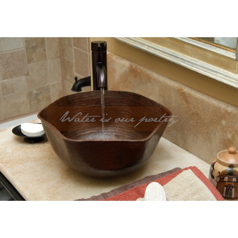 Artesano Copper Sinks Round Vessel Bathroom Copper Sink Very Thick Gauge 14 - Image 3