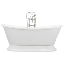 The Tub Studio Isabetta White French Bateau Pedestal Bathtub, 59" Length