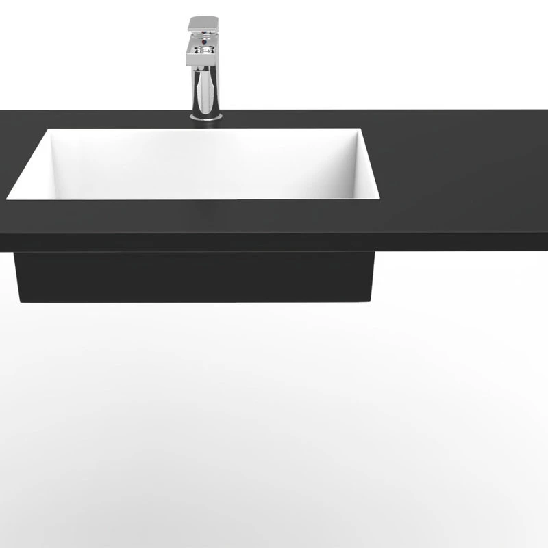 Castello USA Serenity Solid Surface Bathroom Vanity Top With Left Sink Basin, Black - Image 2