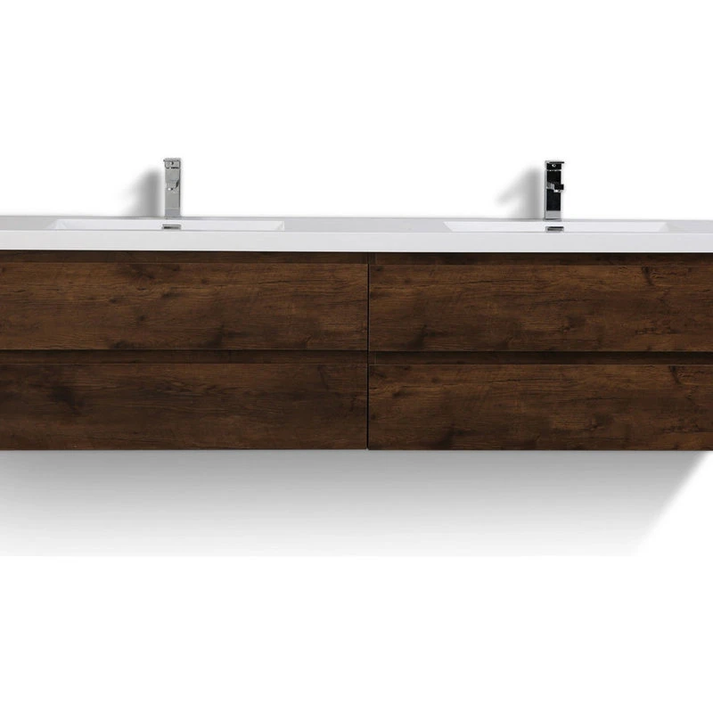 Bathroom Vanity Wholesale INC. MOB 84" Wall-Mounted Double Bathroom Vanity In Rosewood - Image 2