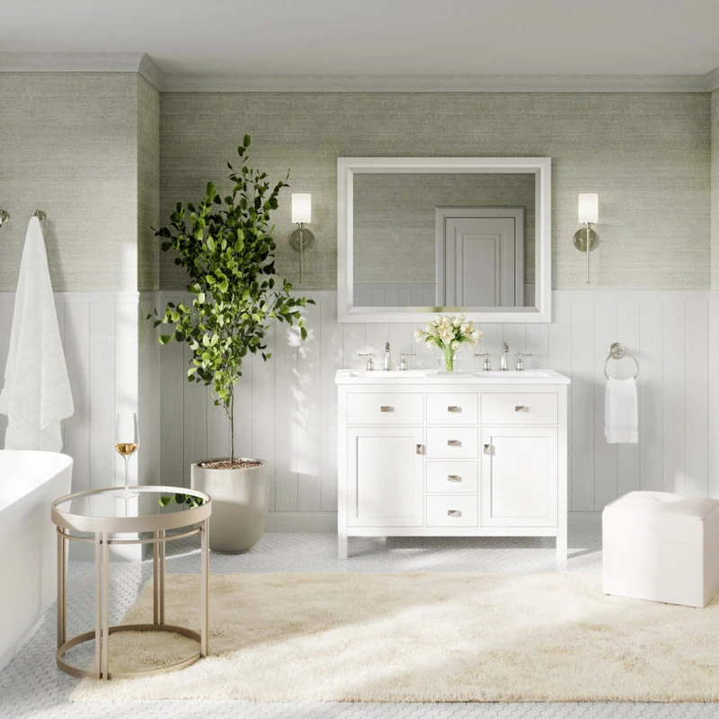 MOD The Juno Bathroom Vanity, Double Sink, 44", White, Freestanding - Image 3