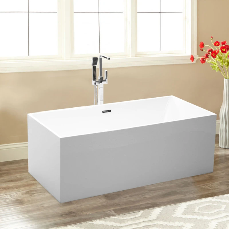 Vanity Art LLC Vanity Art 67" Freestanding Acrylic Bathtub, White/ Polished Chrome - Image 2