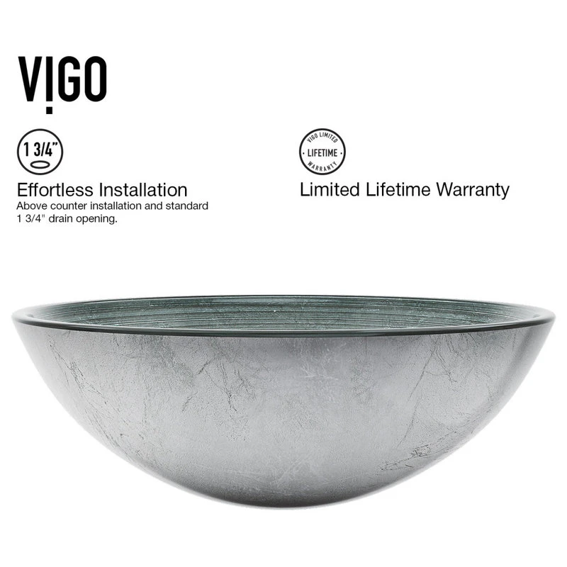 VIGO Simply Silver Glass Vessel Sink And Blackstonian Faucet Set, Matte Black - Image 9