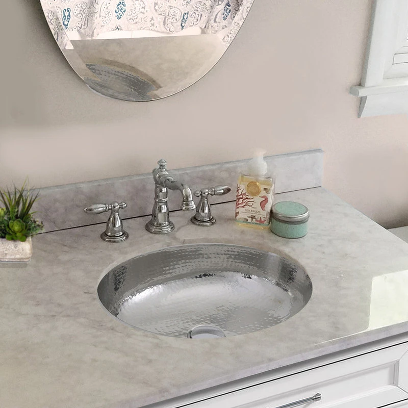 Nantucket Sinks Hand Hammered Oval Stainless Bath Sink And Drain Set - Image 2
