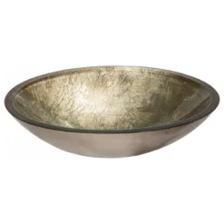 Eden Bath - Vessel Sinks Champagne Foil Oval Tempered Glass Vessel Sink For Bathroom, 19 X 15 Inch