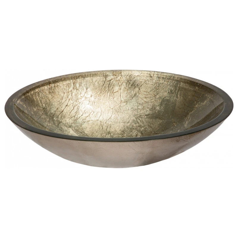 Eden Bath - Vessel Sinks Champagne Foil Oval Tempered Glass Vessel Sink For Bathroom, 19 X 15 Inch