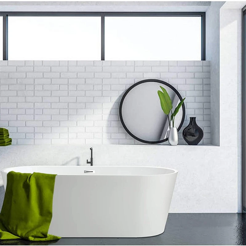 Vanity Art LLC Vanity Art Freestanding Acrylic Bathtub, White/Polished Chrome, Xs (54") - Image 5