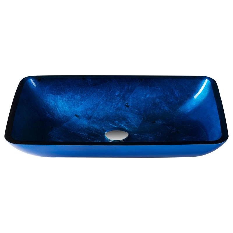 Kraus USA, Inc. Irruption Blue Rectangle Glass Vessel Bathroom Sink - Image 2