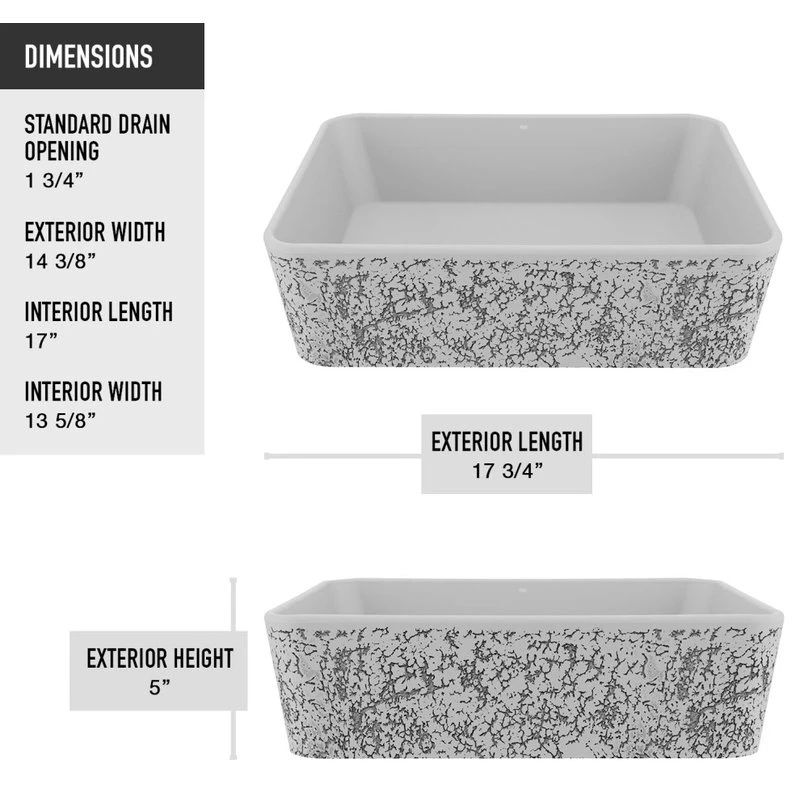 VIGO Vessel Bathroom Sink, 17", Cast Stone, Rectangular - Image 8