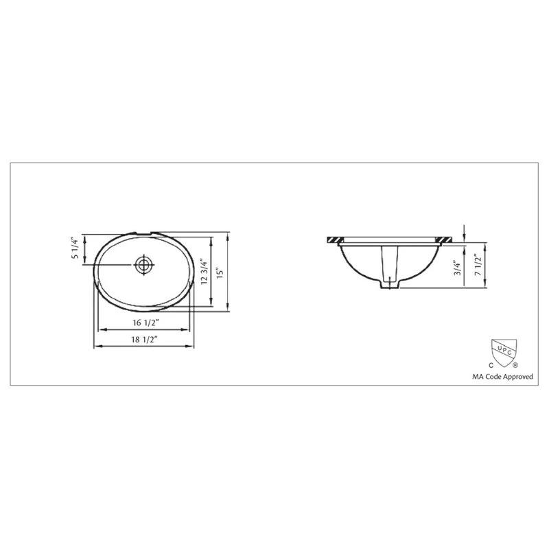 Cheviot Products Oval Undermount Sink, White, 18.5" - Image 3