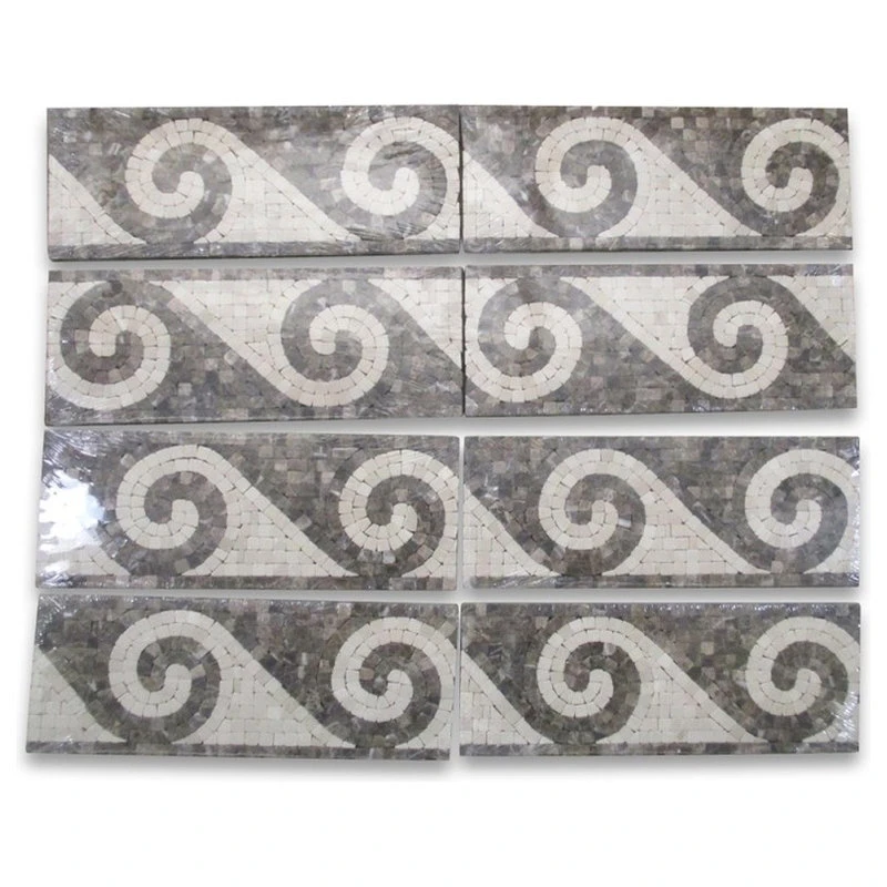 Stone Center Online Marble Mosaic Border Listello Tile Surf Emperador 4.75x12 Tumbled, 1 Piece - Image 2