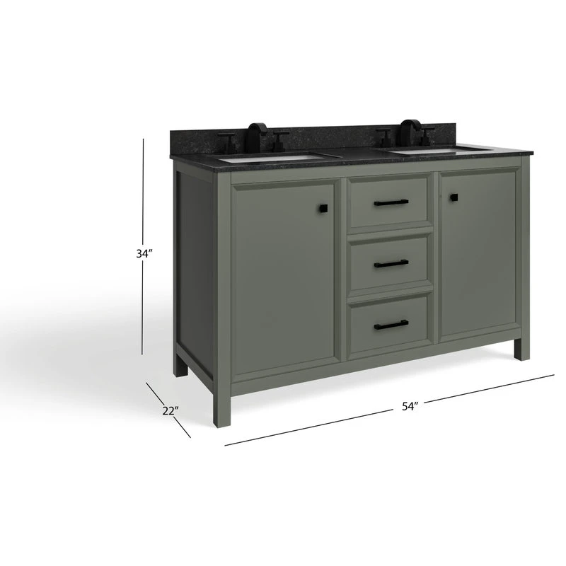 MOD Woodruff Bath Vanity, Double Sink, 54", Pewter Green, Freestanding - Image 8