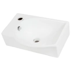 Elite Sinks ELANTI EC1805-R Porcelain Wall-Mounted Sink, Right-Facing, White