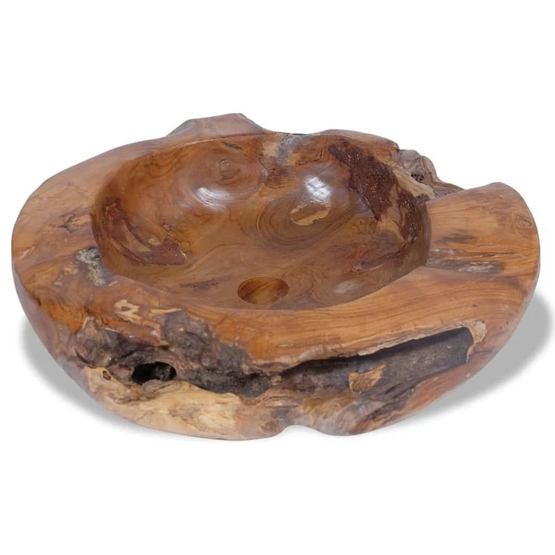 Vida XL International B.V. VidaXL Solid Teak Wood Basin Wash Sink Bathroom Home Indoor Washbowl Bowl - Image 5