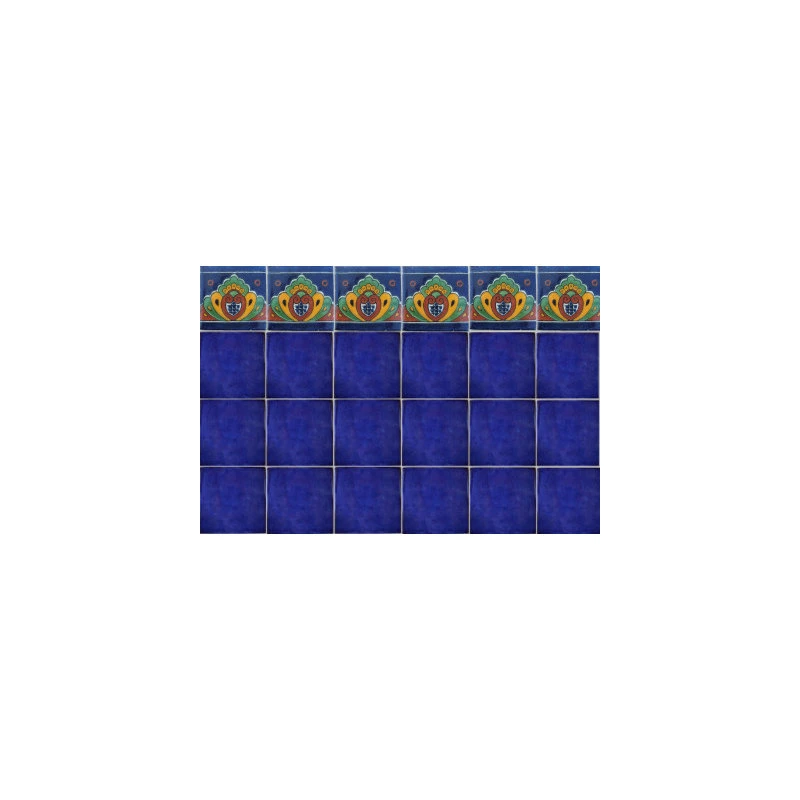Fine Crafts & Imports 4.2x4.2 9 Pcs Cobalt Blue Talavera Mexican Tile - Image 2