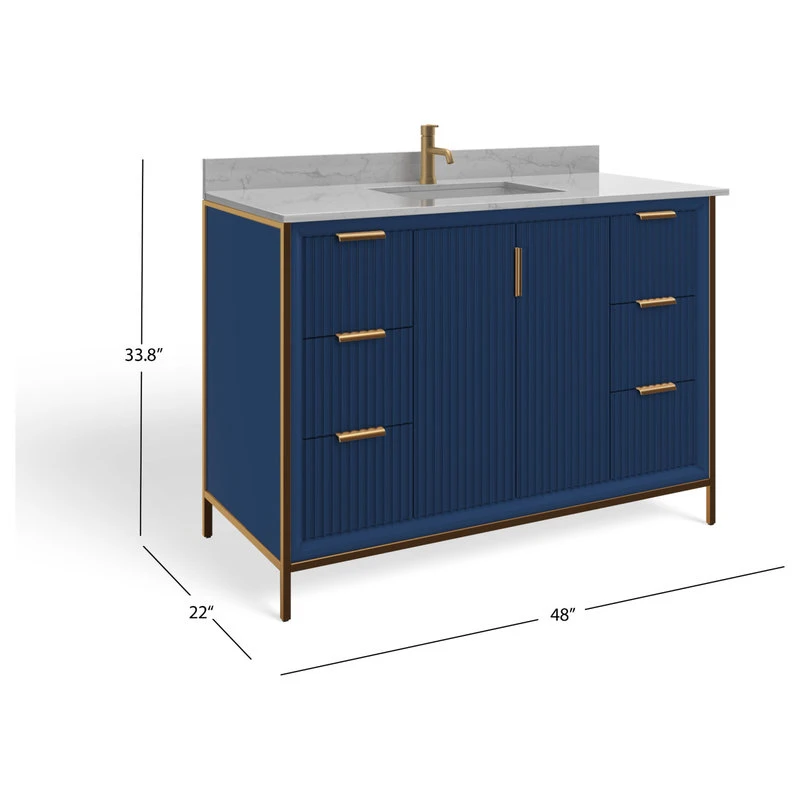 MOD The Everleigh Bathroom Vanity, Single Sink, 48", Royal Blue, Freestanding - Image 8
