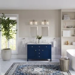 MOD The Juno Bathroom Vanity, Double Sink, 48", Blue, Freestanding