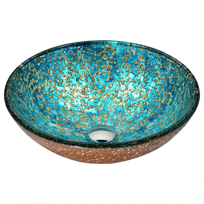 ANZZI Chrona Series Vessel Sink In Gold/Cyan Mix