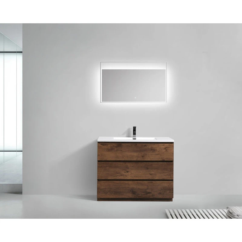 BATHROOM VANITIES WHOLESALE Moa Bathroom Vanity With 3 Drawers And Acrylic Sink, Rosewood, 42" - Image 2