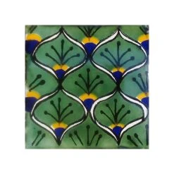 Mexican Decorative Accessories 4"x4" Mexican Ceramic Handmade Tile #C056