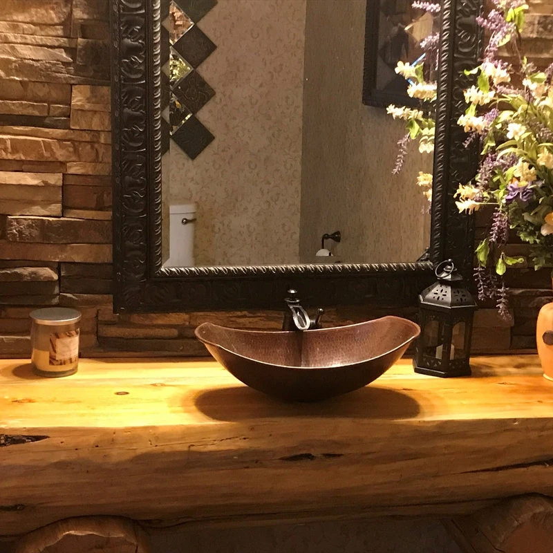 SimplyCopper 17" Oval Roman Vessel Copper Bath- Drain Options Available, No Drain - Image 3