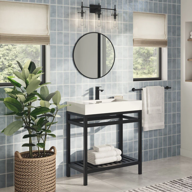 MOD The Nova Bathroom Vanity, Black, 30", Single Sink, Freestanding - Image 2