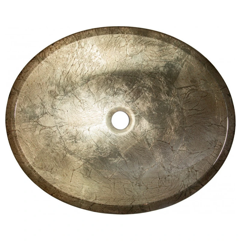 Eden Bath - Vessel Sinks Champagne Foil Oval Tempered Glass Vessel Sink For Bathroom, 19 X 15 Inch - Image 4