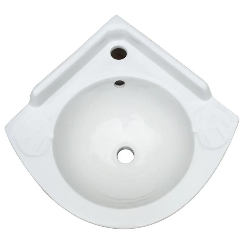 Renovators Supply Manufacturing Small Corner Wall Mount Sink Bathroom White Ceramic Bowl With Overflow Pack Of 2 - Image 4