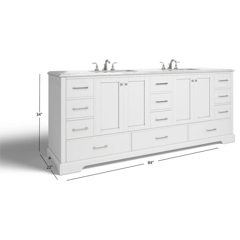 MOD The Laurel Bathroom Vanity, White, 84", Double Sink, Freestanding - Image 8