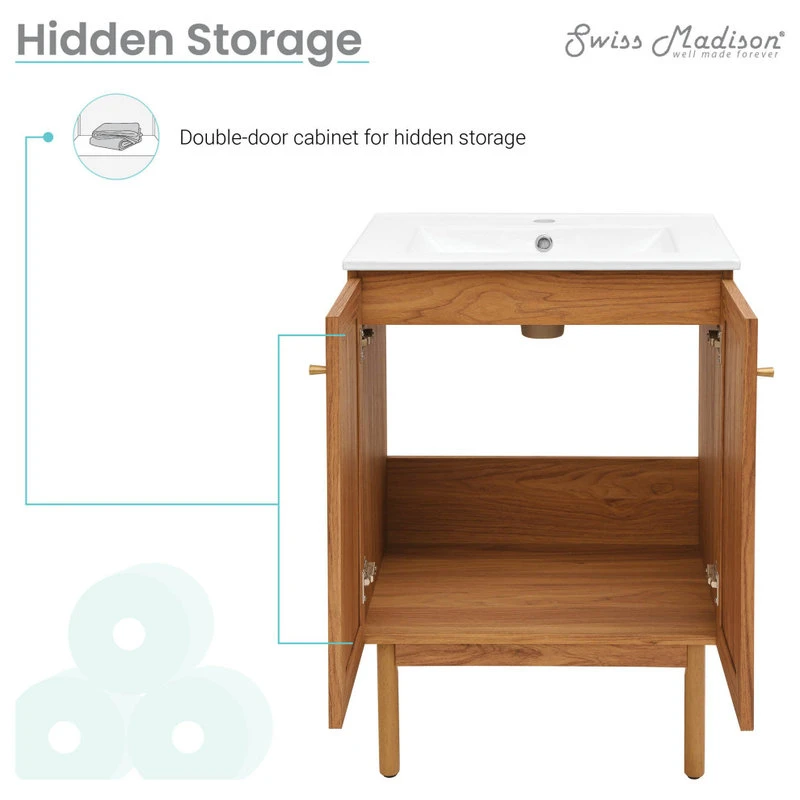 Swiss Madison Classe Bathroom Vanity, Oak, 24" - Image 9