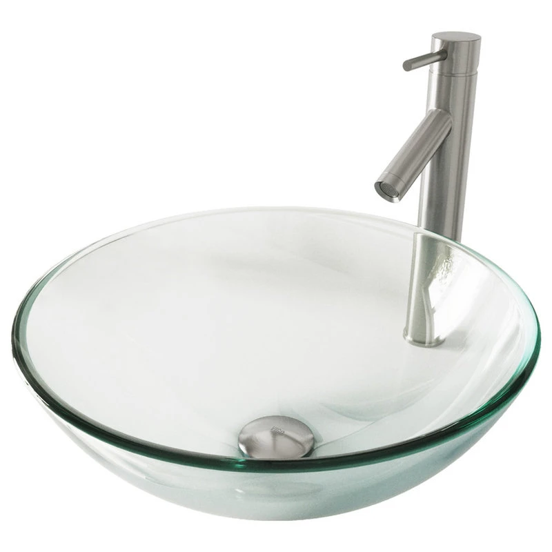 VIGO Crystalline Glass Vessel Bathroom Sink Set With Dior Vessel Faucet - Image 7