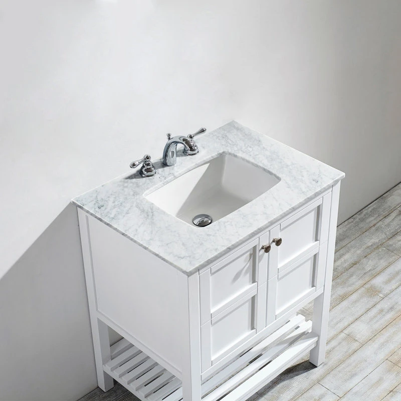 Vinnova Florence 30" Single Vanity Carrara Marble, White, Without Mirror - Image 6