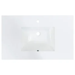 Altair Viterbo 37" Engineered Stone Vanity Top In White With White Sink