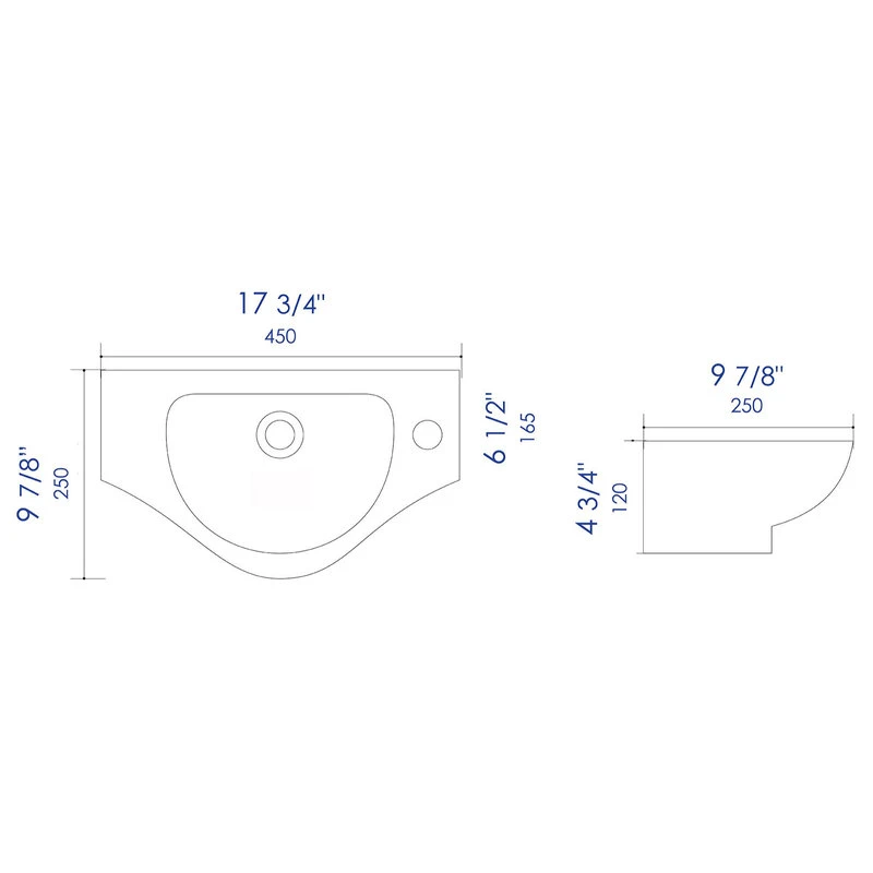 Alfi Trade ALFI Brand ABC114 White 18" Small Wall Mounted Ceramic Sink With Faucet Hole - Image 7