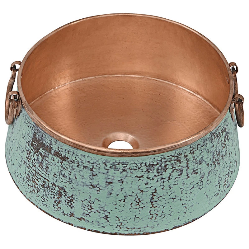 SINKOLOGY Noble 16" Copper Vessel Sink, Copper Verde And Naked Unfinished Copper - Image 3