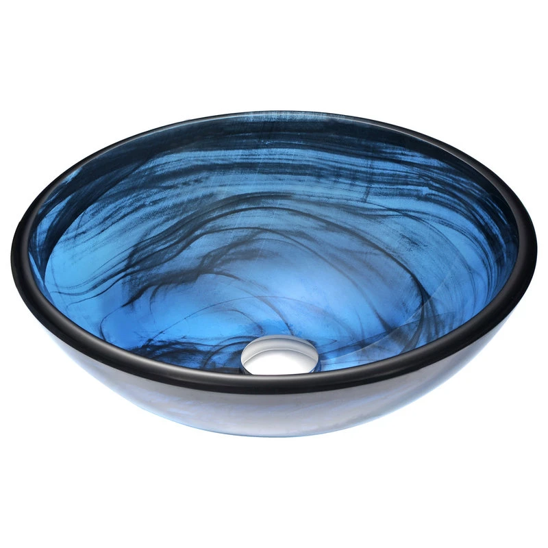 SpaWorld Corp ANZZI Thalu Glass Vessel Sink, Sapphire Wisp