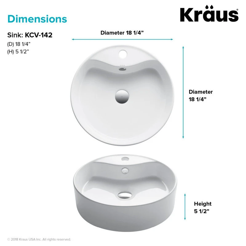 Kraus USA, Inc. Elavo Ceramic Round Vessel White Sink - Image 5