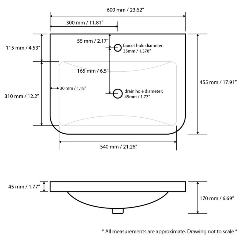 Luxier CS-028 Rectangular 24" Drop-In Ceramic Bathroom Sink, White - Image 9