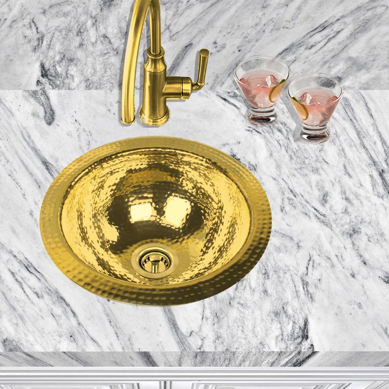 Nantucket Sinks 13" Hand Hammered Brass Round Undermount Bar Room Sink - Image 5